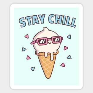 Stay Chill, Vanilla Ice Cream With Sunglasses Sticker